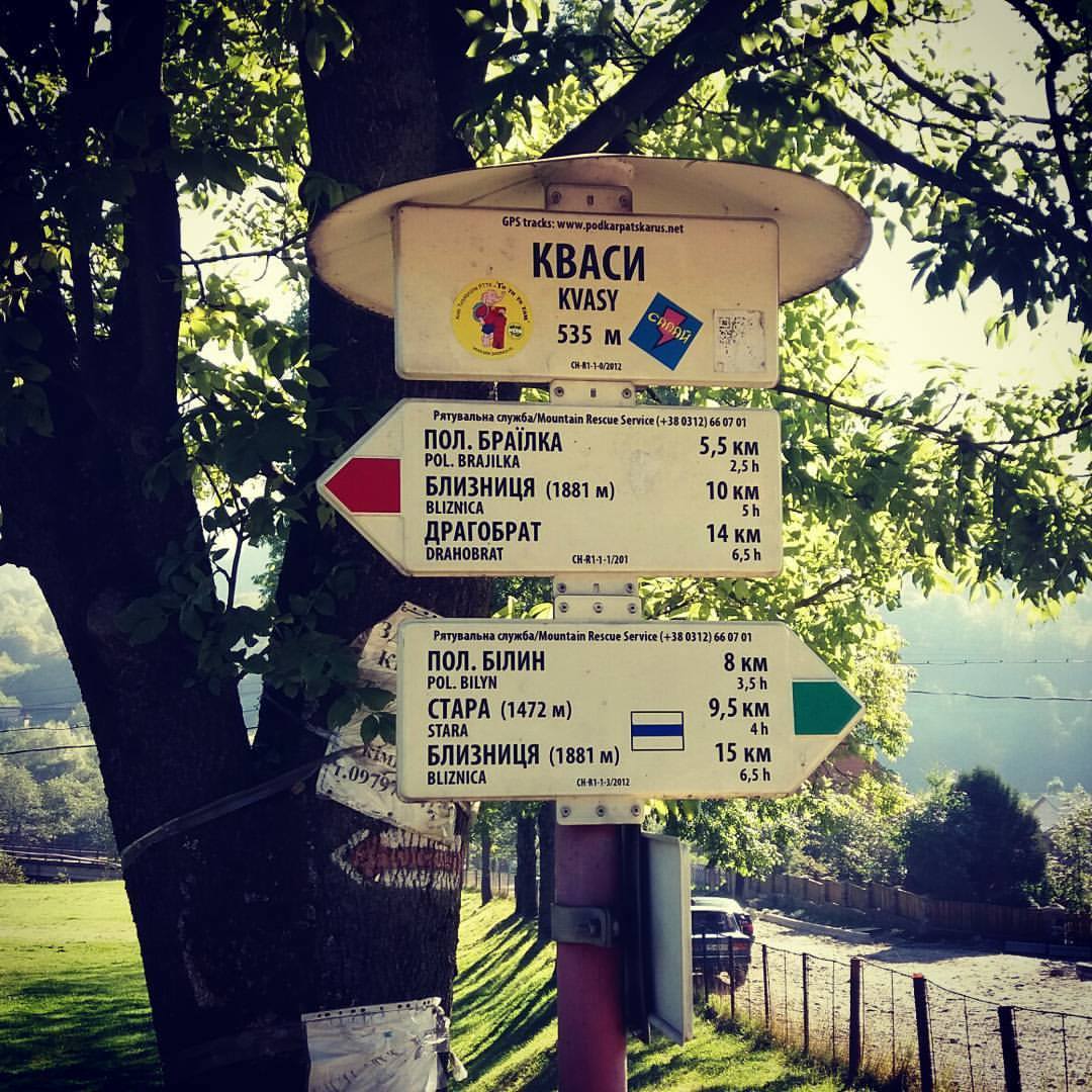 Указатель гор в Карпатах