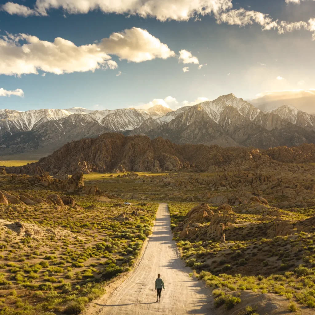 girl hiker trains in the mountaine